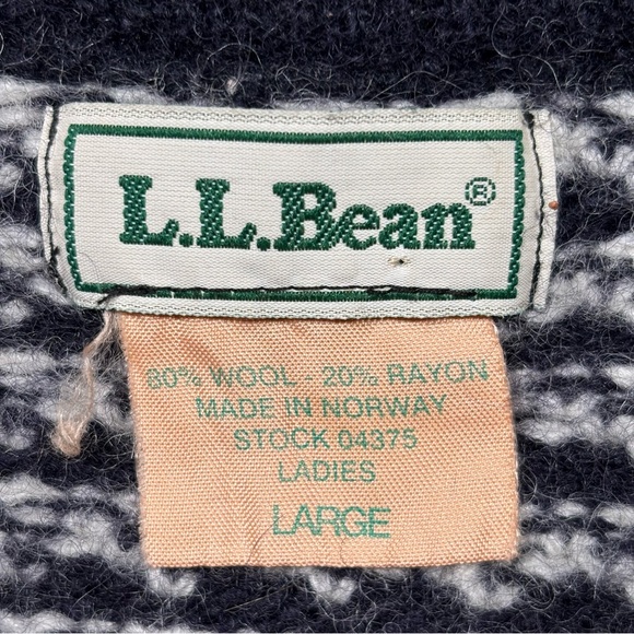 Vintage LL Bean Birds Eye Wool Blend Knit Vest Women’s Large Blue Made In Norway - Picture 8 of 11